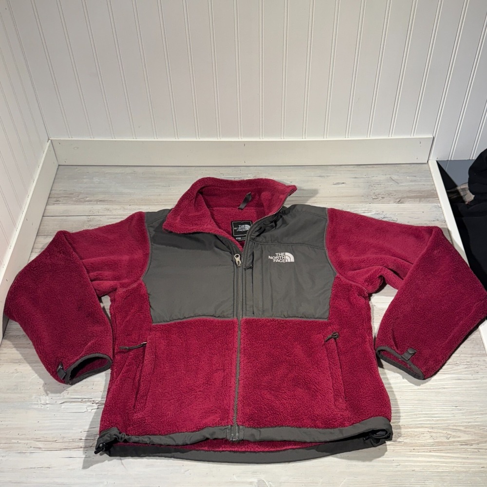 TNF The North Face Women's Full Zip Monkey Fur Fleece Jacket Pink Grey Sz Small